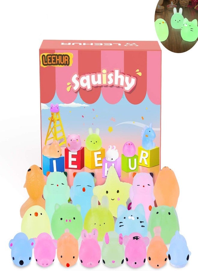 LEEHUR 2nd Generation 20pcs Mochi Glitter Squishies Animals Toys Kids Party Favor Glow in The Darkness Squeeze Squishy Kawaii Sensory Stress Anxiety Reliever - Image 1