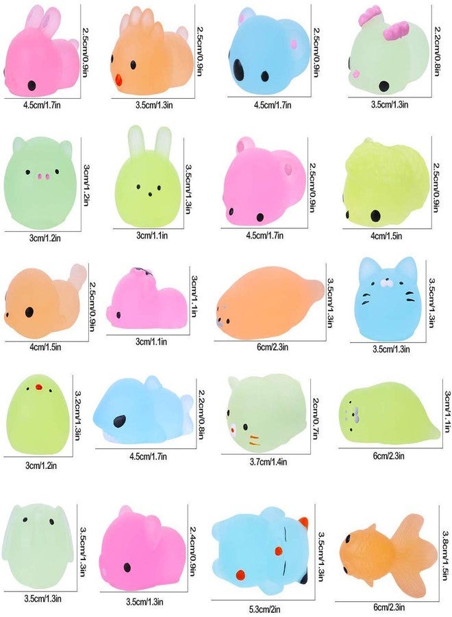 LEEHUR 2nd Generation 20pcs Mochi Glitter Squishies Animals Toys Kids Party Favor Glow in The Darkness Squeeze Squishy Kawaii Sensory Stress Anxiety Reliever - Image 4