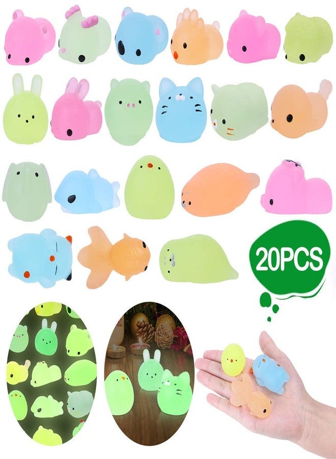 LEEHUR 2nd Generation 20pcs Mochi Glitter Squishies Animals Toys Kids Party Favor Glow in The Darkness Squeeze Squishy Kawaii Sensory Stress Anxiety Reliever - Image 2