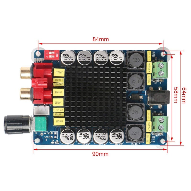 Robodo لوحة مضخم الصوت الرقمي TDA7498 عالية القدرة 2 * 100 واط DC 14-34 فولت مضخم صوت ستيريو - Image 2