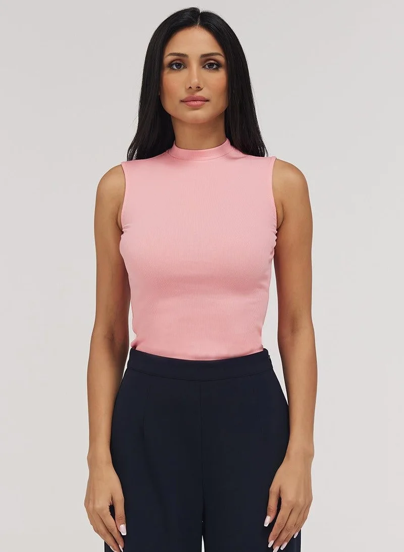 Zigzag Rib Skinny Top - Peach Pink