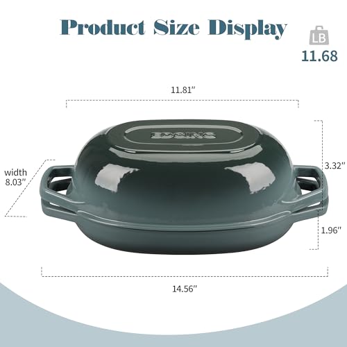 EDGING CASTING Enameled Cast Iron Oval Dutch Oven Pot with Lid, Dutch Oven for Sourdough Bread Baking, Bread Oven, Bread Dutch Oven, Oval Bread Pan, 5qt, Slateblue - Image 2