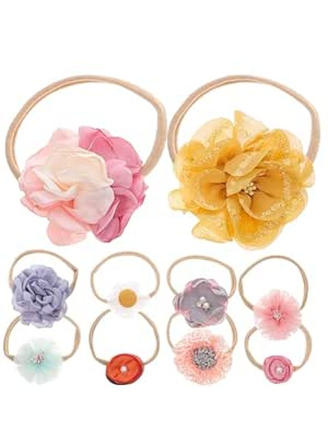 10Pcs Floral Headband Set For Newborn Baby Photo Shoot Props Soft Headwear - Image 1