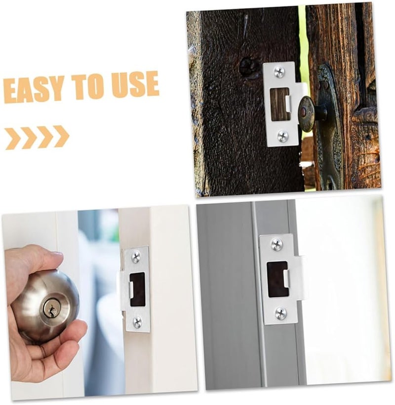 6Pcs Stainless Steel Door Strike Plate Reinforcement Heavy Duty Locking Mechanism - Image 5