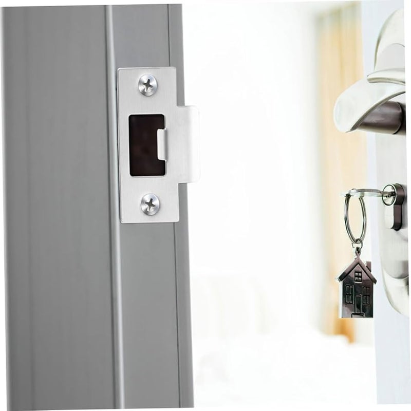 6Pcs Stainless Steel Door Strike Plate Reinforcement Heavy Duty Locking Mechanism - Image 4