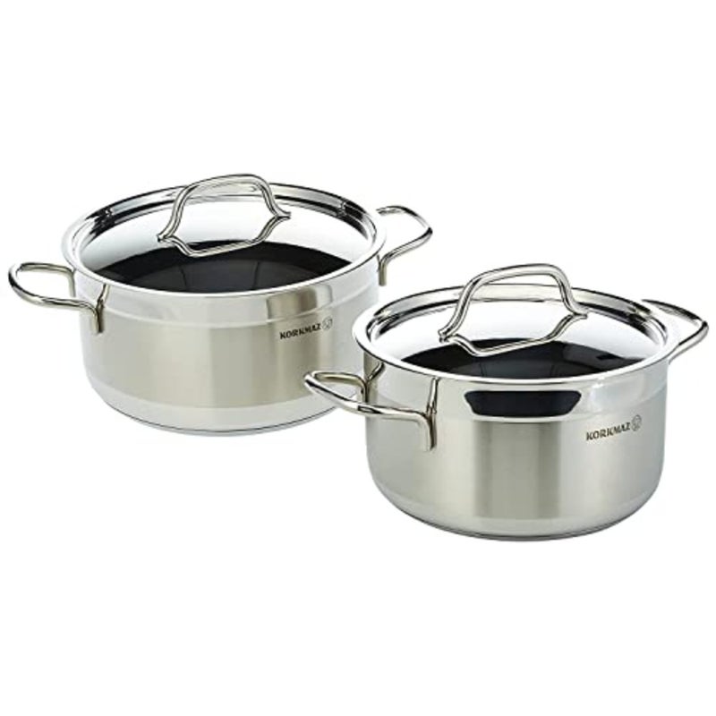 Alfa 9 Pieces Tri-Ply Bottom Stainless Steel Cookware Set Sandwich Bottom Induction Compatible Cookware Pots and Pans Set Silver - KA1660 - Image 3