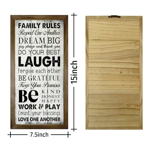 Gkwa Family Rules Home Signs, Rustic Wood Housewarming Gift - Image 2