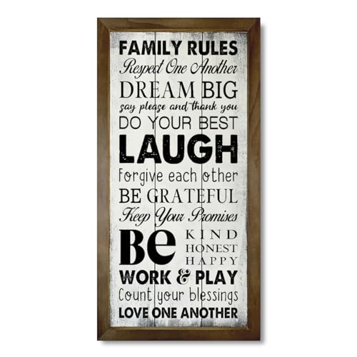 Gkwa Family Rules Home Signs, Rustic Wood Housewarming Gift - Image 1