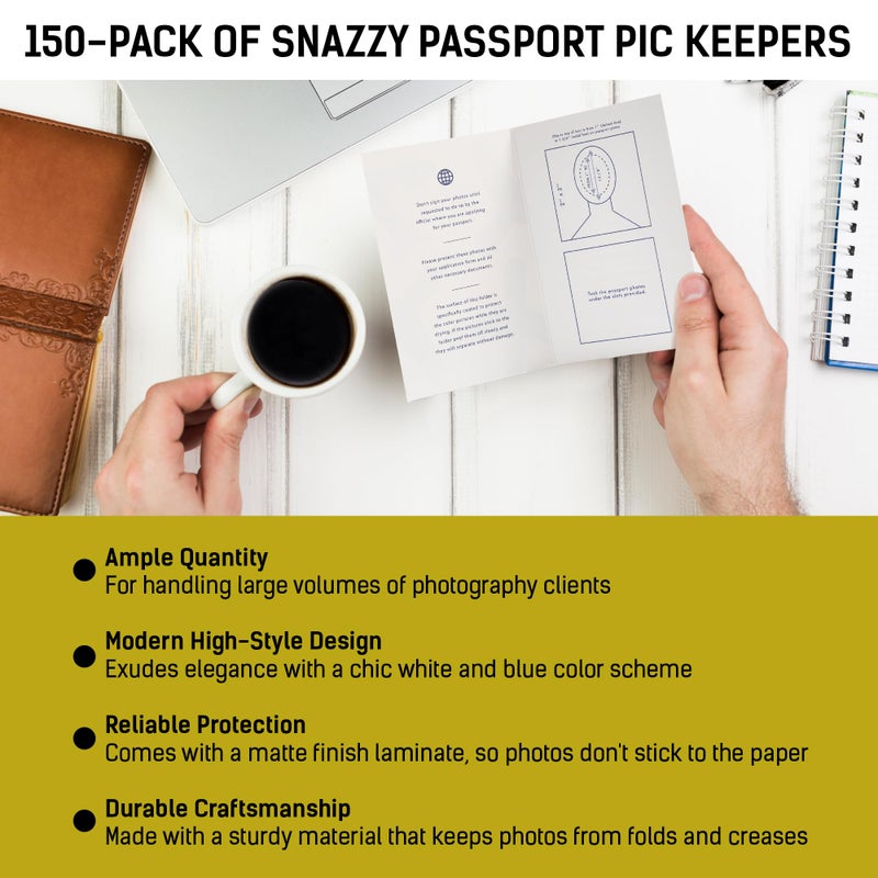 LOSTRONAUT 150-Pack Passport Photo Organizer Folder with Pockets & Compartments for 2x2 Print, Picture Display, Travel Document Organizer - Small Business Supplies - Passport Holder for Travel - Image 3