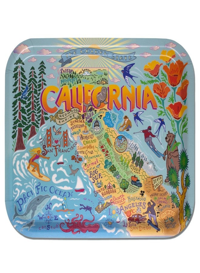 Catstudio Serving Tray, California Birchwood Serving Tray, Decorative Trays for Ottoman, 14" by 11" Dishwasher Safe for California Lovers - Image 1