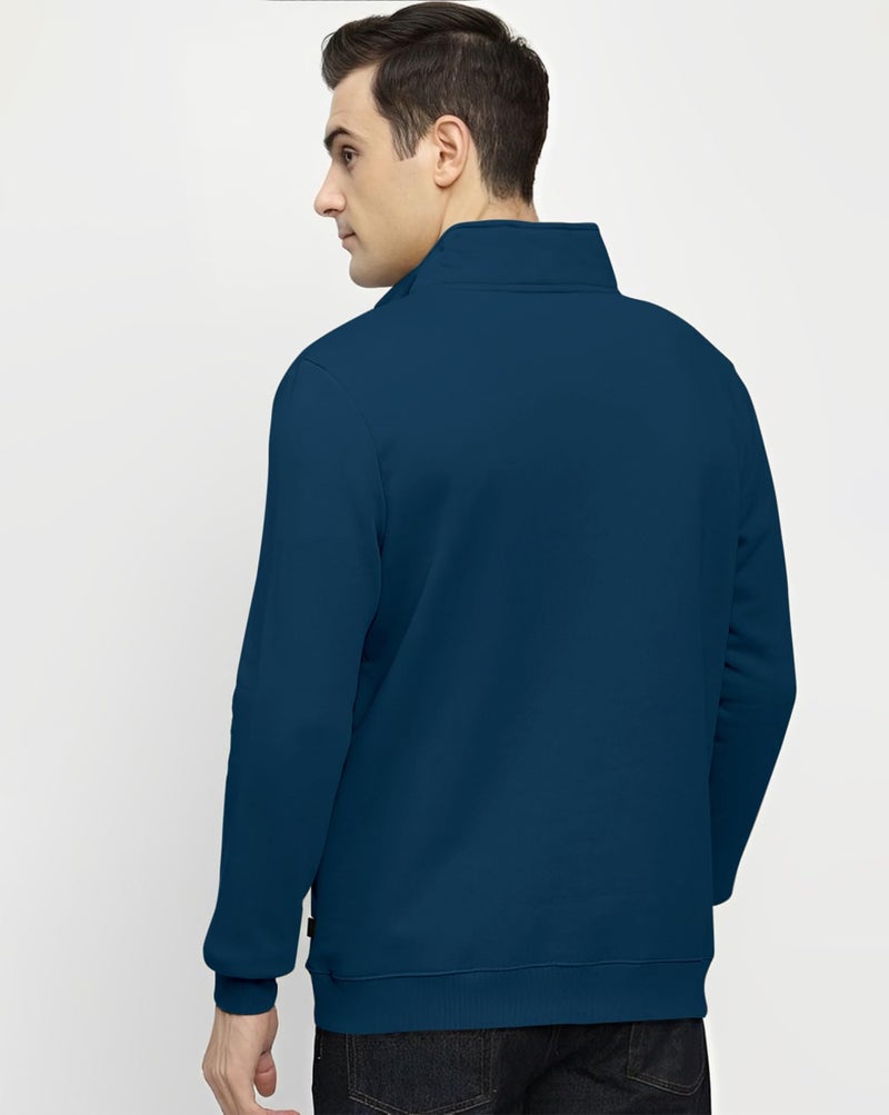 AUSK Mens Sweatshirt with Neck Zipper || Full Sleeve Polo Collar Jacket for Winter wear Fleece Fabric Sweatshirt for Man - Image 3