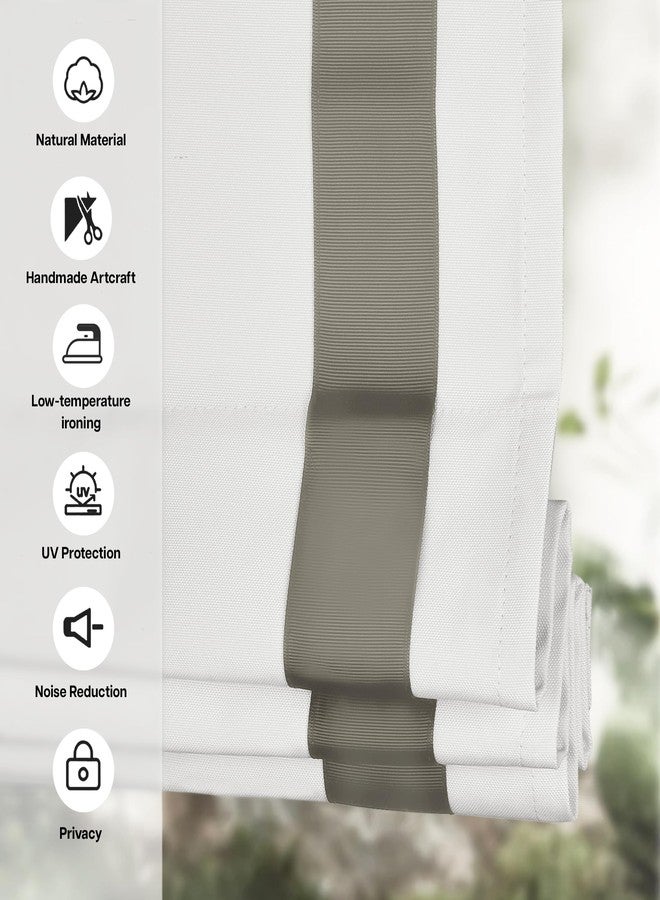 LazBlinds ستائر رومانية لاسلكية من لاز بلايندز، لا تحتاج إلى أدوات أو مثقاب، للنوافذ، ستائر معتمة عازلة للحرارة تحجب الأشعة فوق البنفسجية، ستائر قماشية لتعتيم الغرفة للنوافذ الداخلية، عرض 20 بوصة × ارتفاع 64 بوصة، أبيض رمادي - Image 4