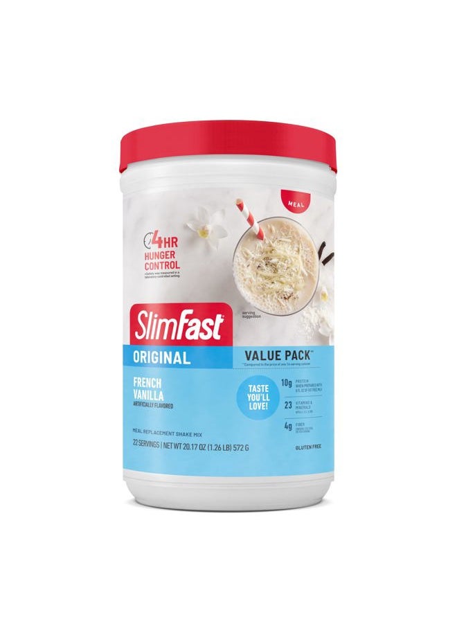 SlimFast Meal Replacement Powder, Original French Vanilla, Weight Loss Shake Mix, 10g of Protein, 22 Servings (Packaging May Vary)  - Image 1
