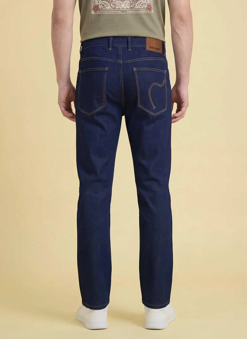 بيينغ هيومان Men Super Straight Fit Mid-Rise Stretchable Jeans