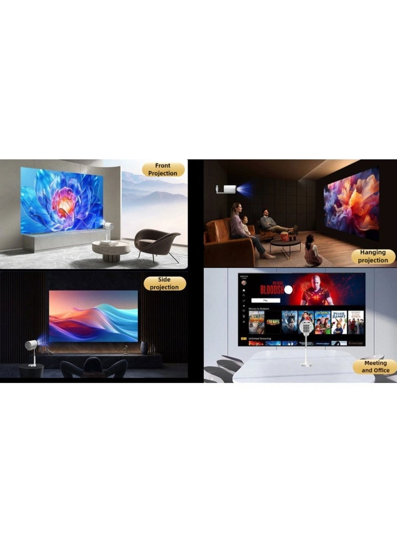 بروجكتور TS-7 الذكي بنظام Android 13، دقة HD 720P أصلية، يدعم تشغيل محتوى 4K، Wi-Fi 6 وBluetooth 5.0 – أبيض - Image 3