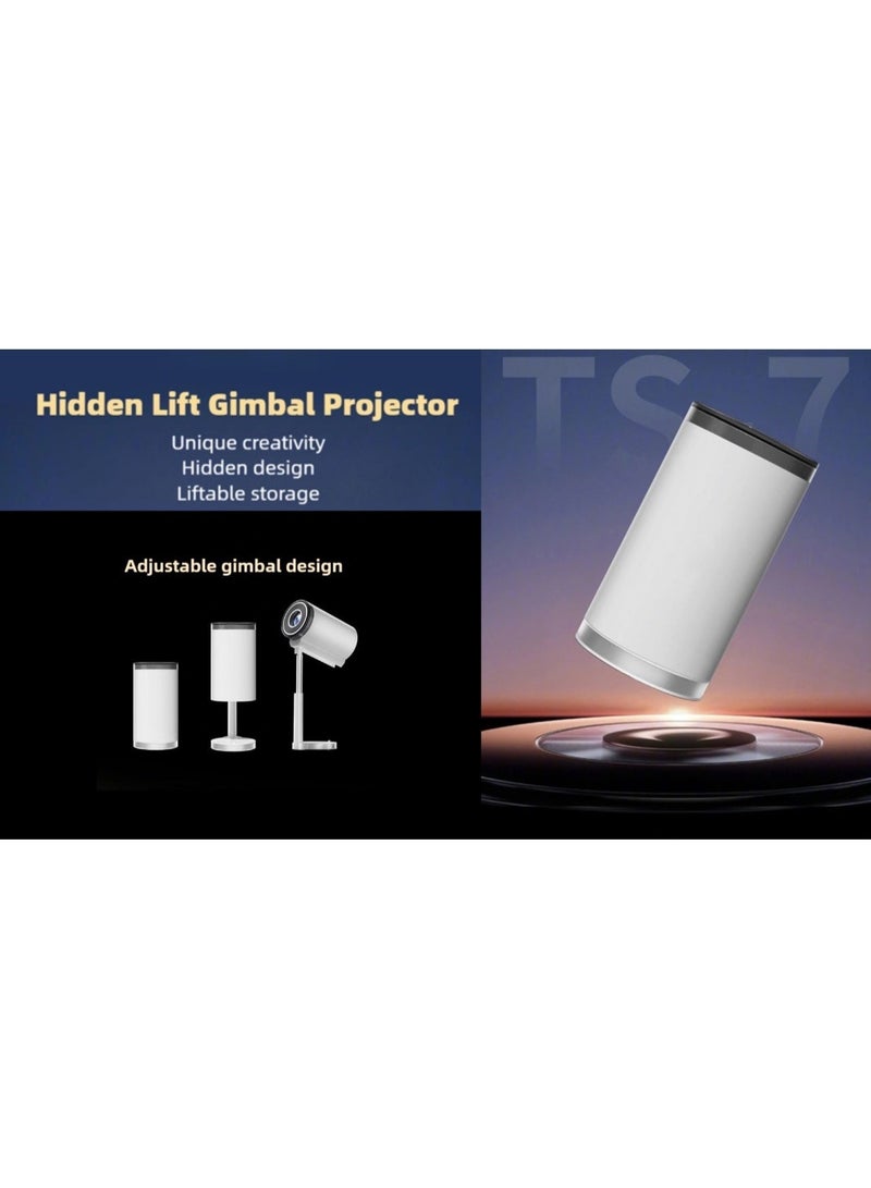 بروجكتور TS-7 الذكي بنظام Android 13، دقة HD 720P أصلية، يدعم تشغيل محتوى 4K، Wi-Fi 6 وBluetooth 5.0 – أبيض - Image 2