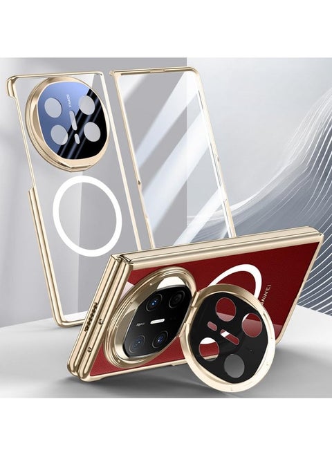 الغطاء المغناطيسي متوافق مع هاتف Huawei Mate X6 【يحتوي على حامي شاشة مدمج】، مع حامل معدني للكاميرا وغطاء شفاف مطلٍ مقاوم للصدمات يدعم الشحن اللاسلكي.