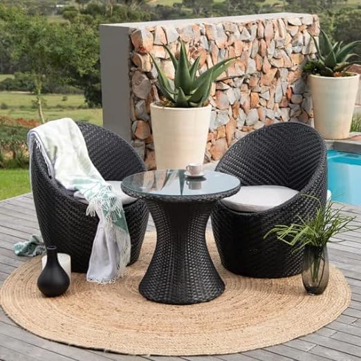 ANAND INDIA GROUPS ANAND INDIA GROUPS Apple Chair Table Set for IndoorOutdoor Garden Balcony Living Room Tea Coffee Furniture Set Home Dcor Standard Black White 2 Chair 1 Table