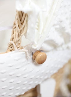 FUN MOMENT Moses Basket Off White Color with Wooden Rocking Stand  - Image 4