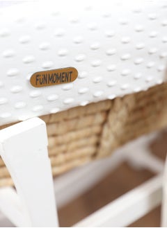 FUN MOMENT Moses Basket Off White Color with Wooden Rocking Stand  - Image 3