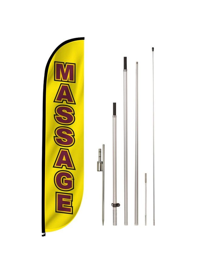 LookOurWay Feather Flag Set 12 Ft Advertising Flag With Fiberglass Poles And Ground Spike For Business Promotion Massage (Yellow)  - Image 1