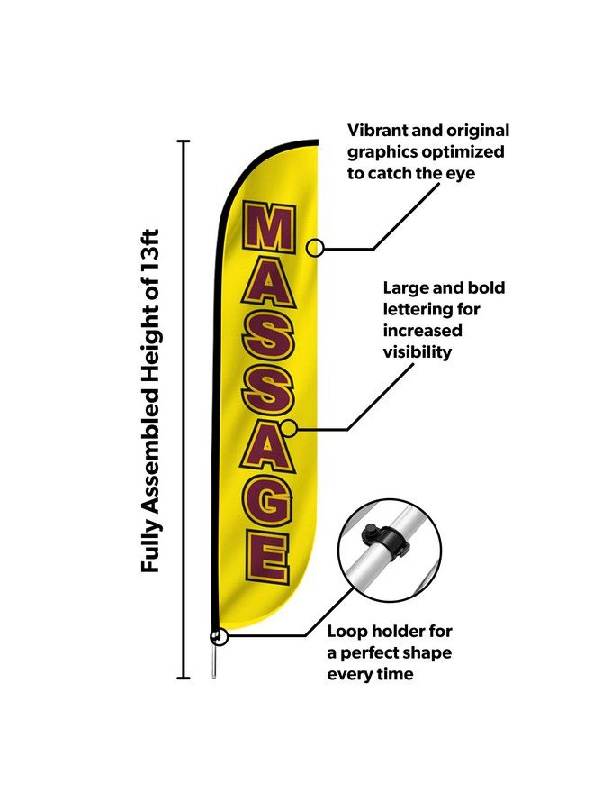 LookOurWay Feather Flag Set 12 Ft Advertising Flag With Fiberglass Poles And Ground Spike For Business Promotion Massage (Yellow)  - Image 3