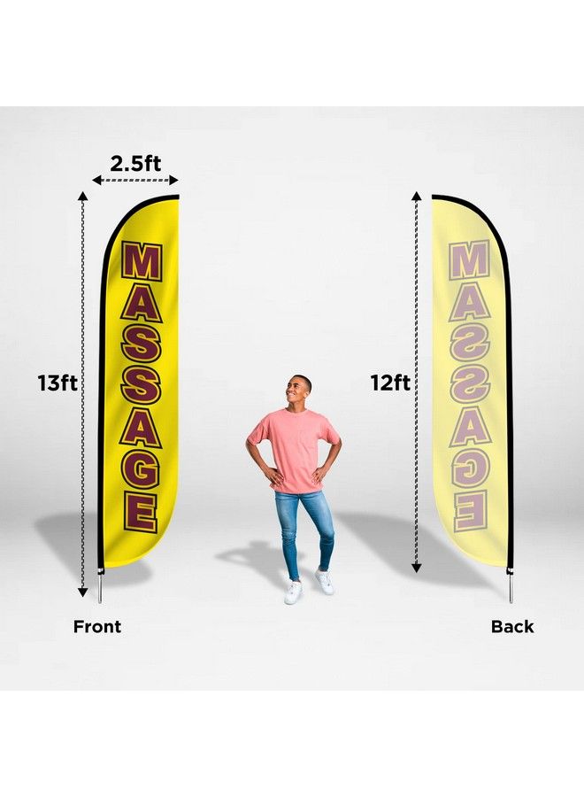 LookOurWay Feather Flag Set 12 Ft Advertising Flag With Fiberglass Poles And Ground Spike For Business Promotion Massage (Yellow)  - Image 5