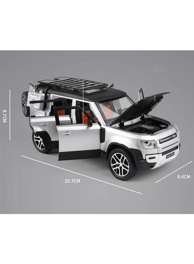 Black Knight Rover Defender SUV model at a 1/24 scale made from a die-cast metal mixture for decorating the car or as a gift (blue and black)  - Image 2