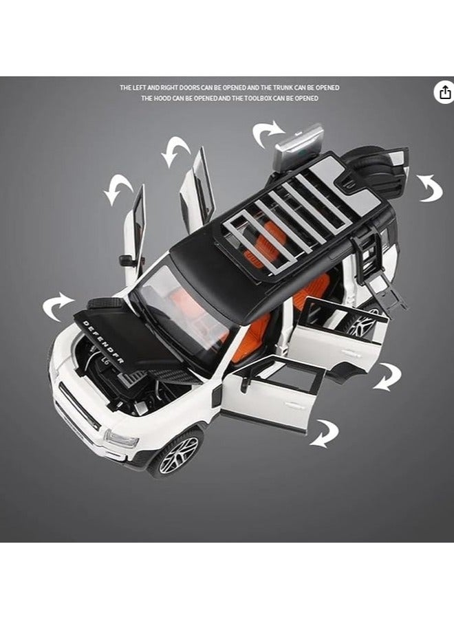 Black Knight Rover Defender SUV model at a 1/24 scale made from a die-cast metal mixture for decorating the car or as a gift (blue and black)  - Image 3