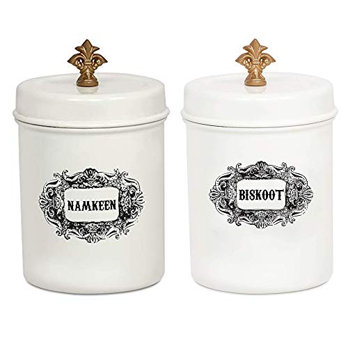 Elan Stainless Steel Namkeen Biskoot Canisters for Kitchen Racks, Perfect for Storing Chai, Coffee, Biscuits, Snacks, Multipurpose Container, Food Storage Jars Combo (Set of 2, Off White, 800ml Each) - Image 5