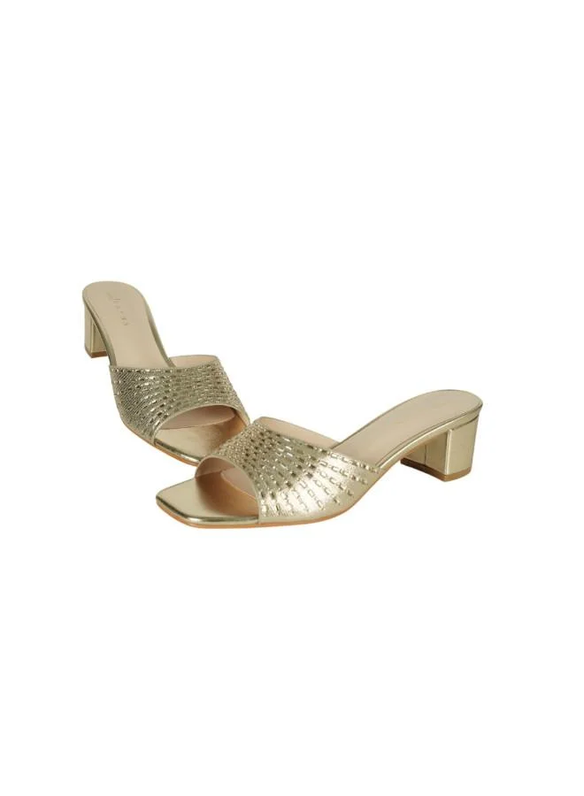 ZAYNA 221-246 Zayna Ladies Block Heel Sandals 18F8827-37 Gold