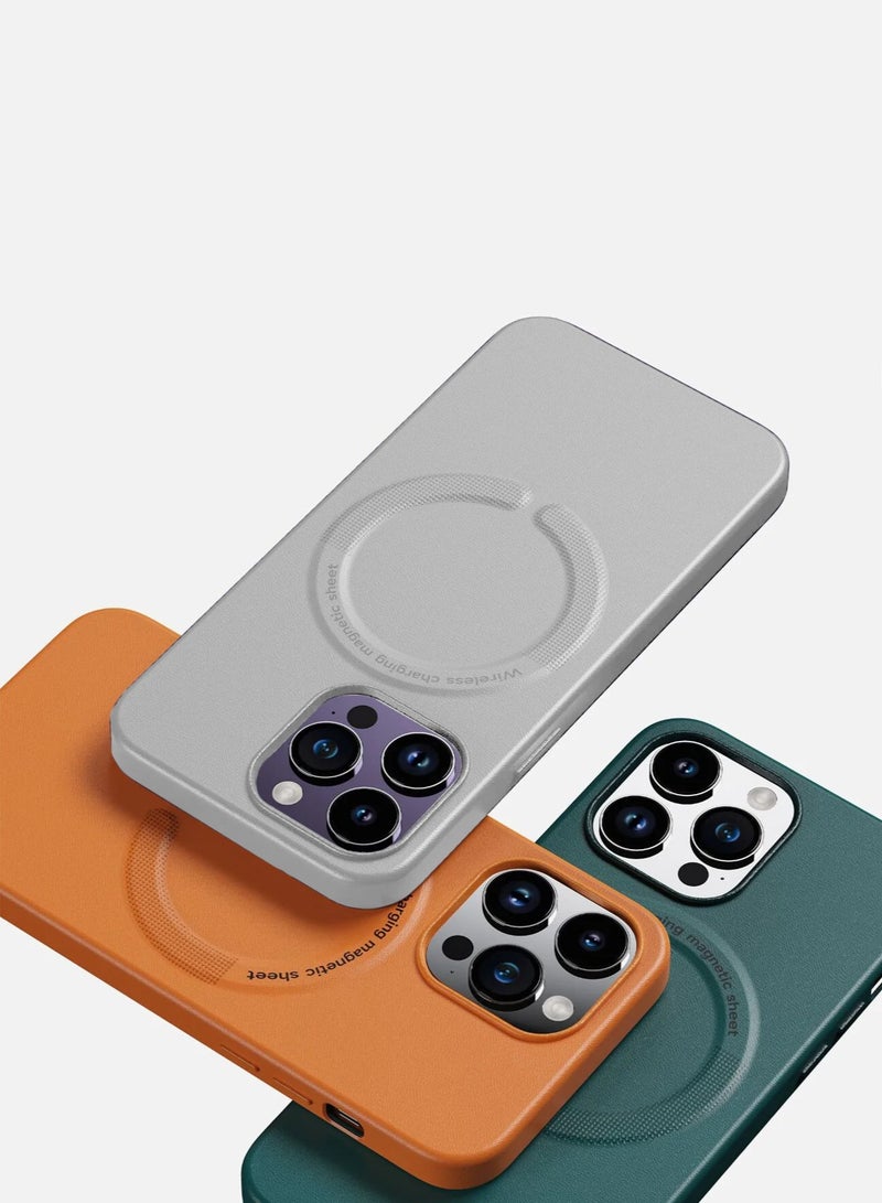 Wtech Leather Magnetic Wireless Charging Case Original MagSafe Shockproof Case Cover For Apple iPhone 15 Pro 2023 Luxury White - Image 4