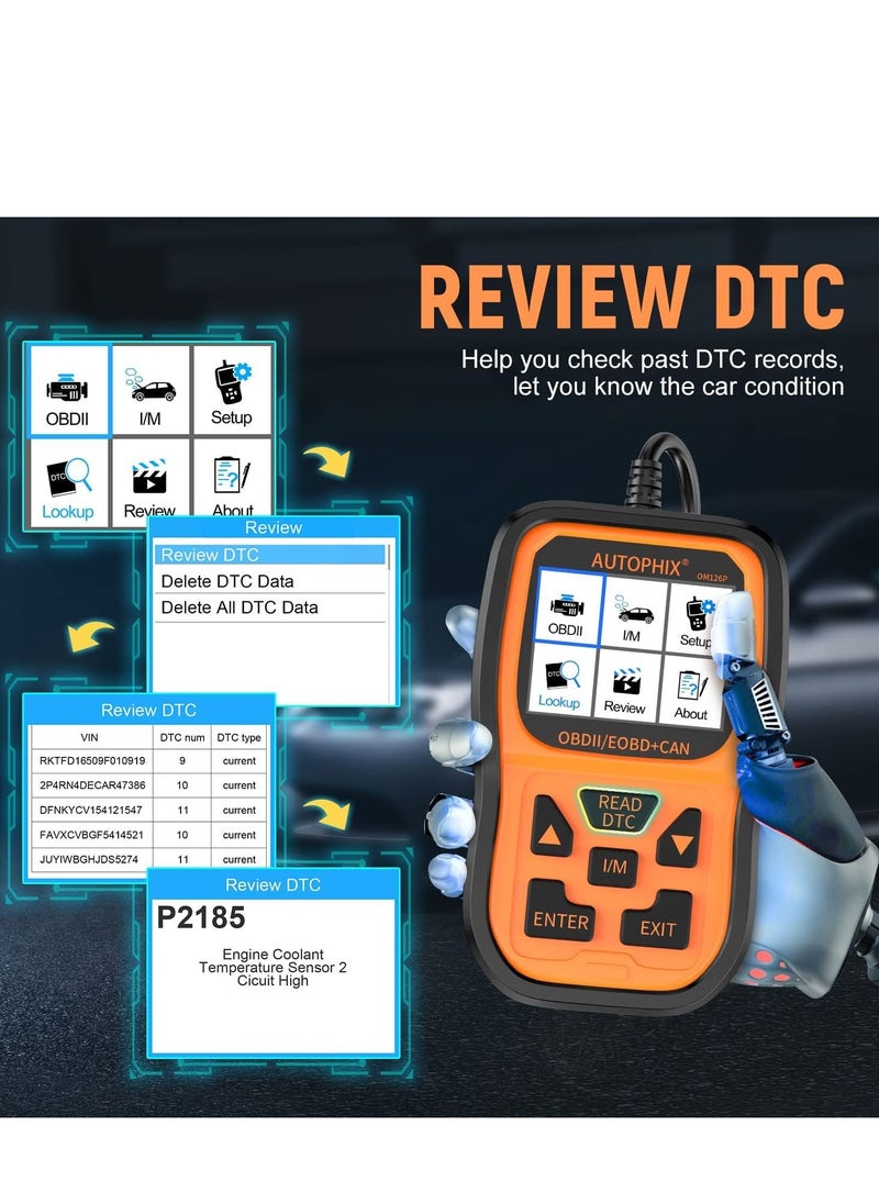 AutoPhix - ماسح ضوئي AUTOPHIX OBD2 محسن OM126P لقراءة أكواد المركبات، ضوء فحص المحرك التشخيصي التلقائي لجميع سيارات OBDII بعد عام 1996 [إصدار محدث] - Image 1