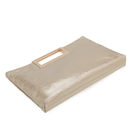 CHARMING TAILOR Fashion PU Leather Handbag Stylish Women Convertible Clutch Purse (Gold) - Image 5