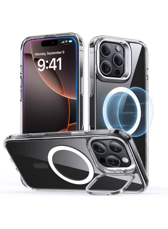 For IPhone 16 Pro Max Case Compatible With MagSafe Built-in Stash Stand Phone Case -Grade Protective Case Scratch-Resistant Back Cover Classic Series Clear - Image 1