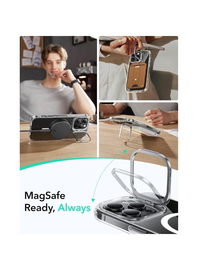 For IPhone 16 Pro Max Case Compatible With MagSafe Built-in Stash Stand Phone Case -Grade Protective Case Scratch-Resistant Back Cover Classic Series Clear - Image 5