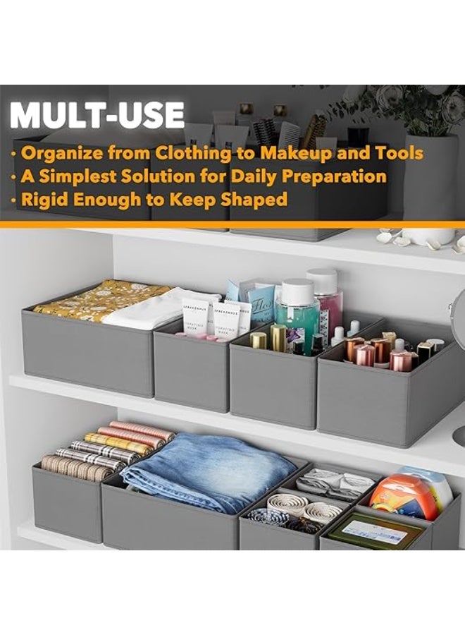 DUNISO 12 Pcs Clothes Drawer Organisers，Foldable Underwear Drawer Organizer and Closet Dividers，Storage Dresser Drawer Dividers，for Clothes, Socks, Bras, Underwear, Towels, Leggings, Jeans and Sweaters，Grey - Image 5