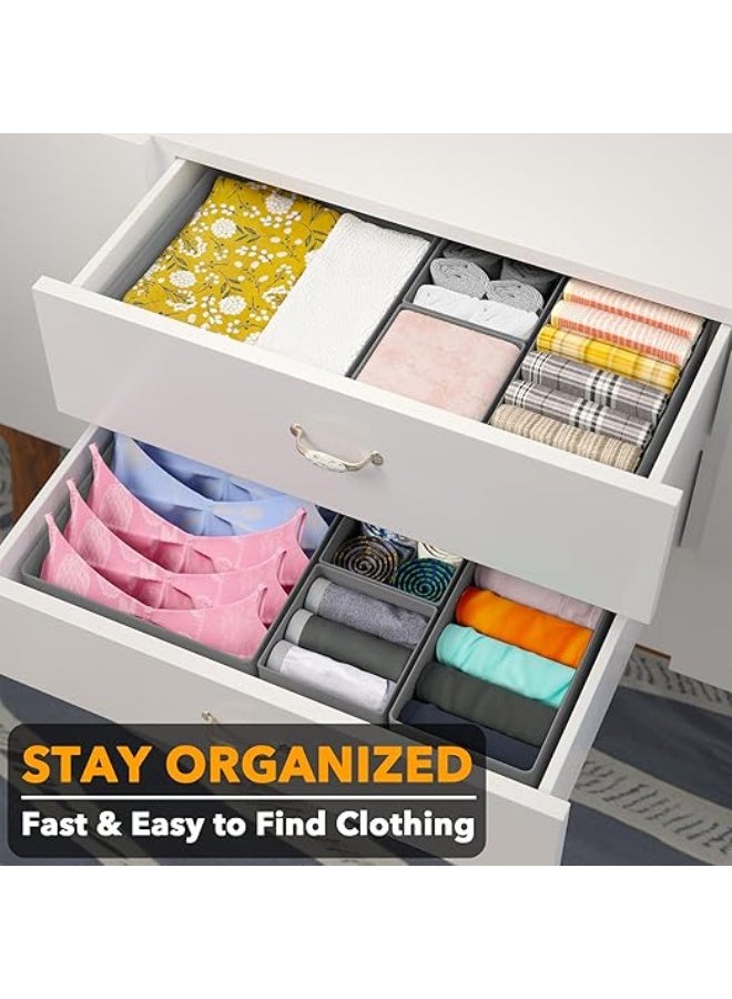 DUNISO 12 Pcs Clothes Drawer Organisers，Foldable Underwear Drawer Organizer and Closet Dividers，Storage Dresser Drawer Dividers，for Clothes, Socks, Bras, Underwear, Towels, Leggings, Jeans and Sweaters，Grey - Image 4