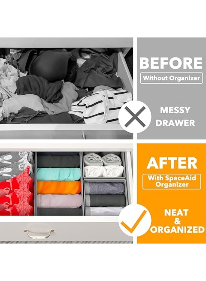 DUNISO 12 Pcs Clothes Drawer Organisers，Foldable Underwear Drawer Organizer and Closet Dividers，Storage Dresser Drawer Dividers，for Clothes, Socks, Bras, Underwear, Towels, Leggings, Jeans and Sweaters，Grey - Image 3