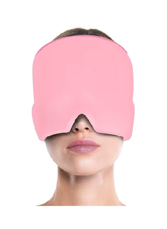 Generic Migraine Relief Hat Ice Head Wrap Headache Relief Cap for Puffy Eyes Tension Sinus Stress Relief Single-layer Pink  - Image 1