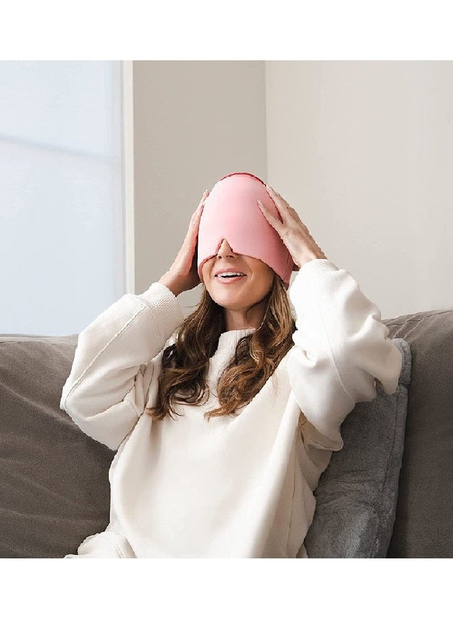 Generic Migraine Relief Hat Ice Head Wrap Headache Relief Cap for Puffy Eyes Tension Sinus Stress Relief Single-layer Pink  - Image 2
