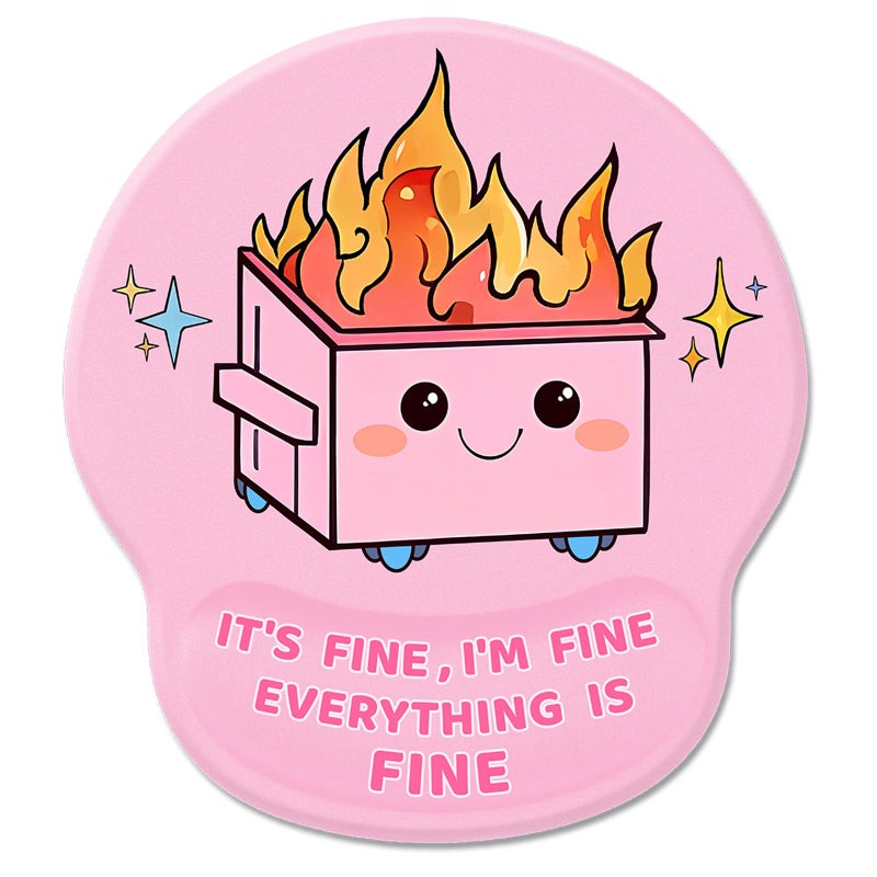 Hancynir Ergonomic Mouse Pad with Wrist Rest, Funny Cute Dumpster on Fire Mouse Pads Wrist Support for Desk, Comfortable Computer Mousepad for Gaming Laptop Work Home Accessories Office Supplies Decor - Image 1