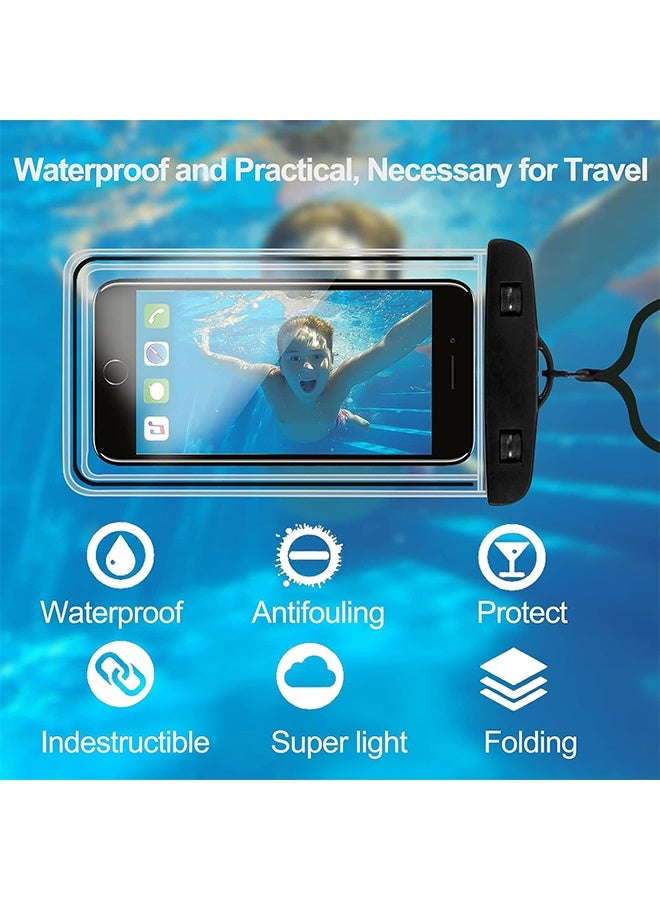 2Pcs Waterproof Phone Bag - IPX8 Universal iPhone Waterproof Bag - Water Phone Protection Bag is Vacation Essentials, Suitable for Beach, Pool, Rainy Day, Hiking, Skiing (Black + White) - Image 2