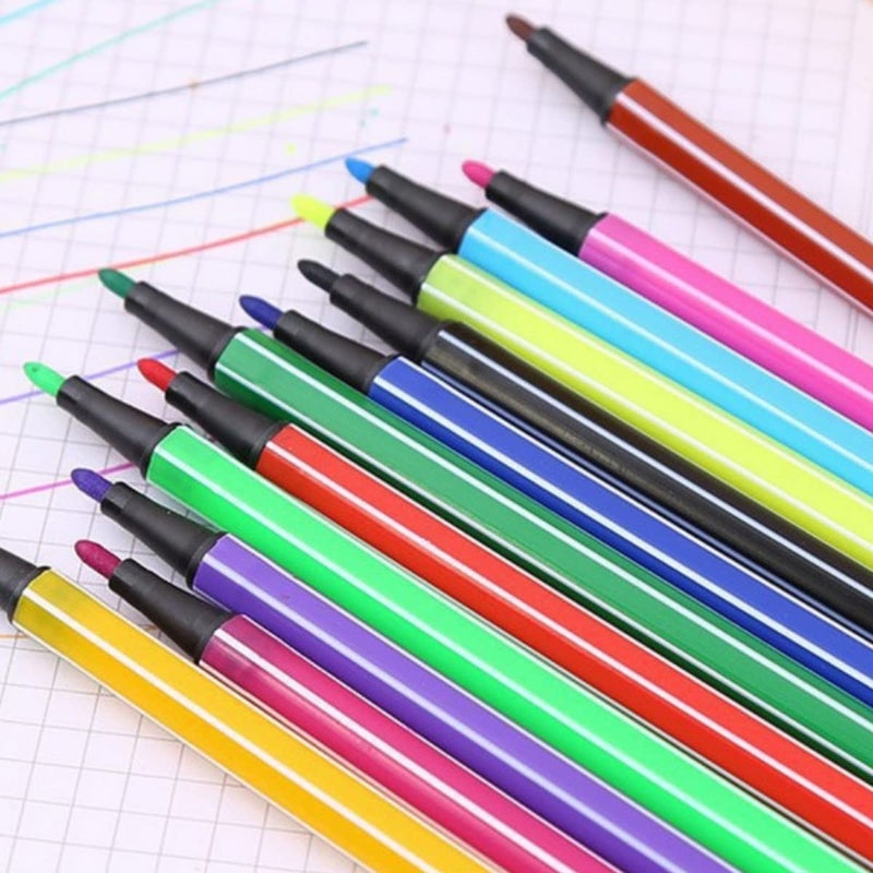 wolpin Sketch Pen Set of 24 Colors Washable Drawing Color Pens with Cute Panda Storage Box - Image 2