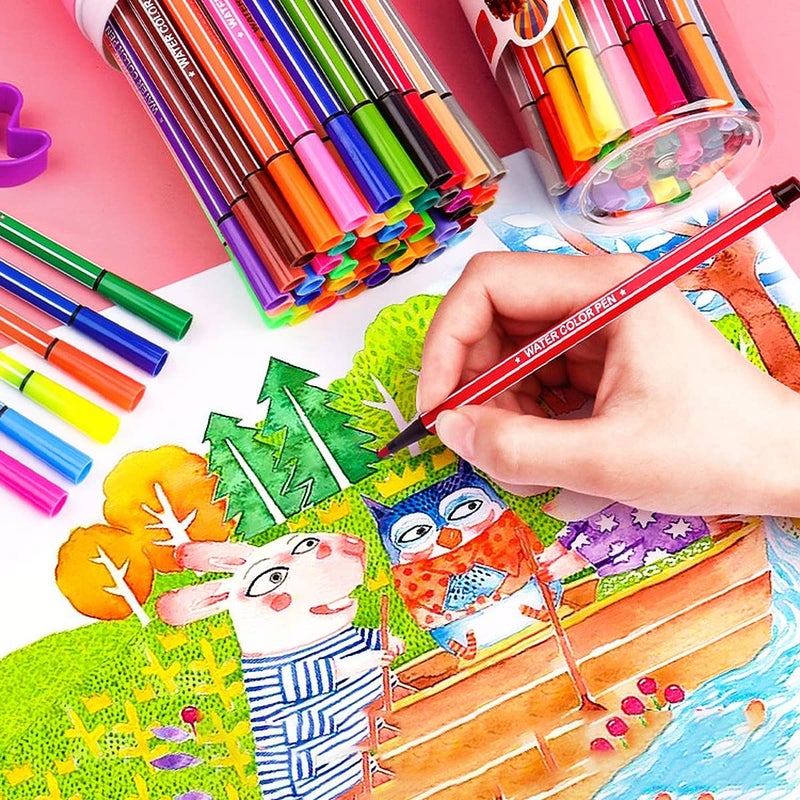 wolpin Sketch Pen Set of 24 Colors Washable Drawing Color Pens with Cute Panda Storage Box - Image 4