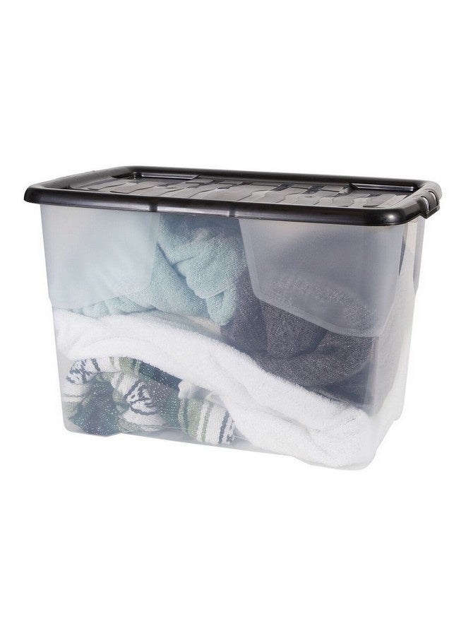 Strata 3-Piece Curve Stackable Storage Box with Lid Clear and Black 65 L XW2033-CLR/BLK-EX - Image 3