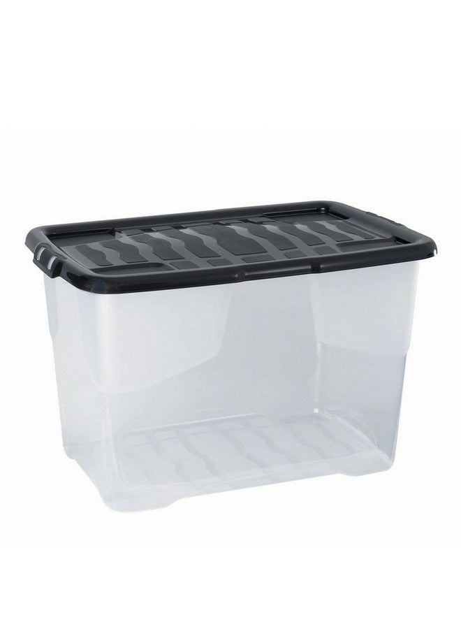 Strata 3-Piece Curve Stackable Storage Box with Lid Clear and Black 65 L XW2033-CLR/BLK-EX - Image 2
