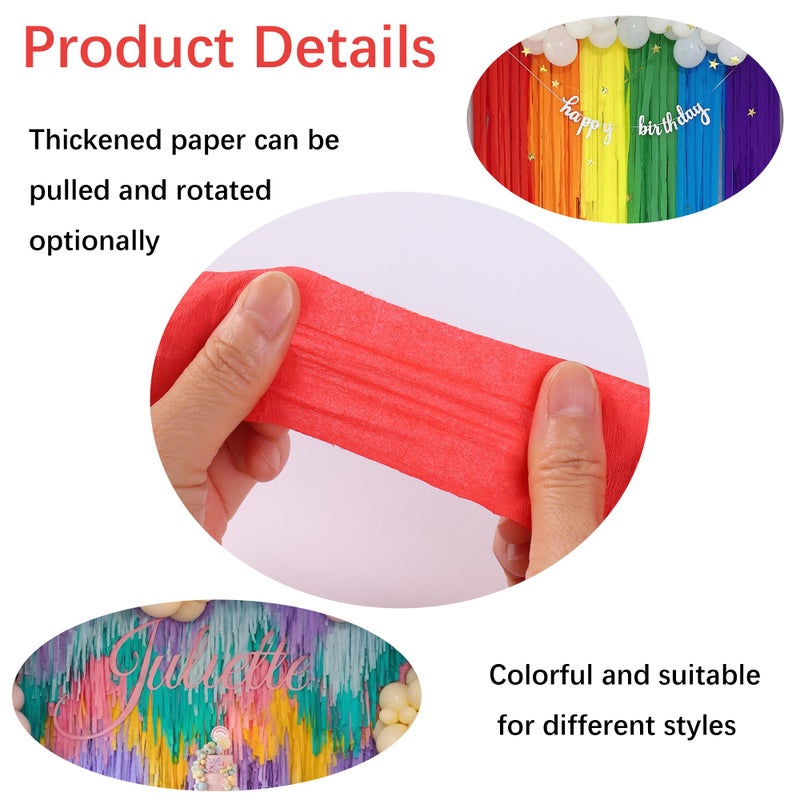 Suaxova 6 Rolls 492ft Rainbow Crepe Paper Streamers, 6 Colors Pack of Paper Party Streamers for Colorful Party Decorations, Birthday Decorations, Wedding Decorations (1.8 Inch x 82 Ft/Roll) - Image 3