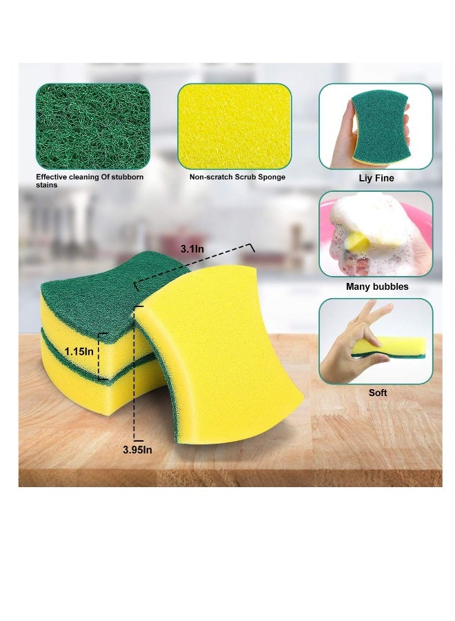 إسفنجات تنظيف المطبخ، عبوة 24 قطعة صديقة للبيئة غير Scratch لتنظيف الأطباق، إسفنجات المطبخ للتنظيف المنزلي، إسفنجات الأطباق لغسل الأطباق، الأواني والمقالي - Image 2