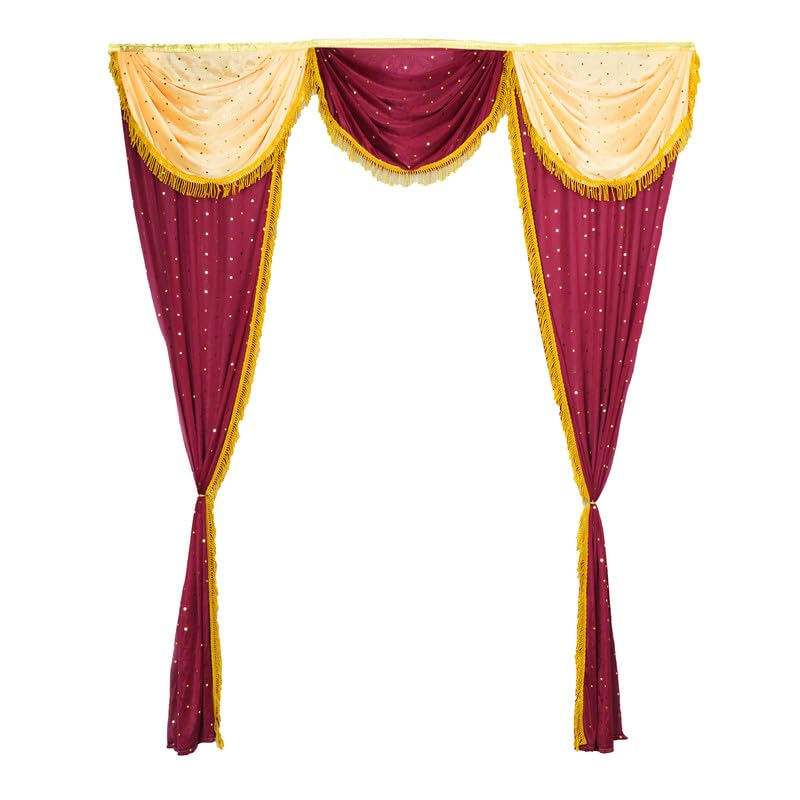 PRIYAKANT SAFAWALA PRIYAKANT SAFAWALA Ganpati Decoration Entry Gate Ideas at Home Festival Wedding Birthday and Special Ganesh Chaturthi Decoration Gate Size Width 5 Feet and Hight 6 Feet Maroon and Fown - Image 1